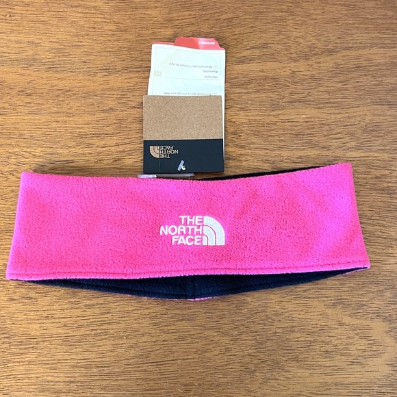 New The North Face Youth Medium Unisex Pink Black Fleece Head Ear Band NWT - Picture 1 of 10
